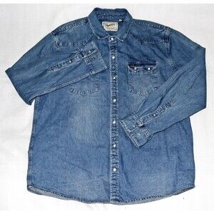 Howler Brothers Dust Up Men's Denim Pearl Snap Button Front Western Size XL